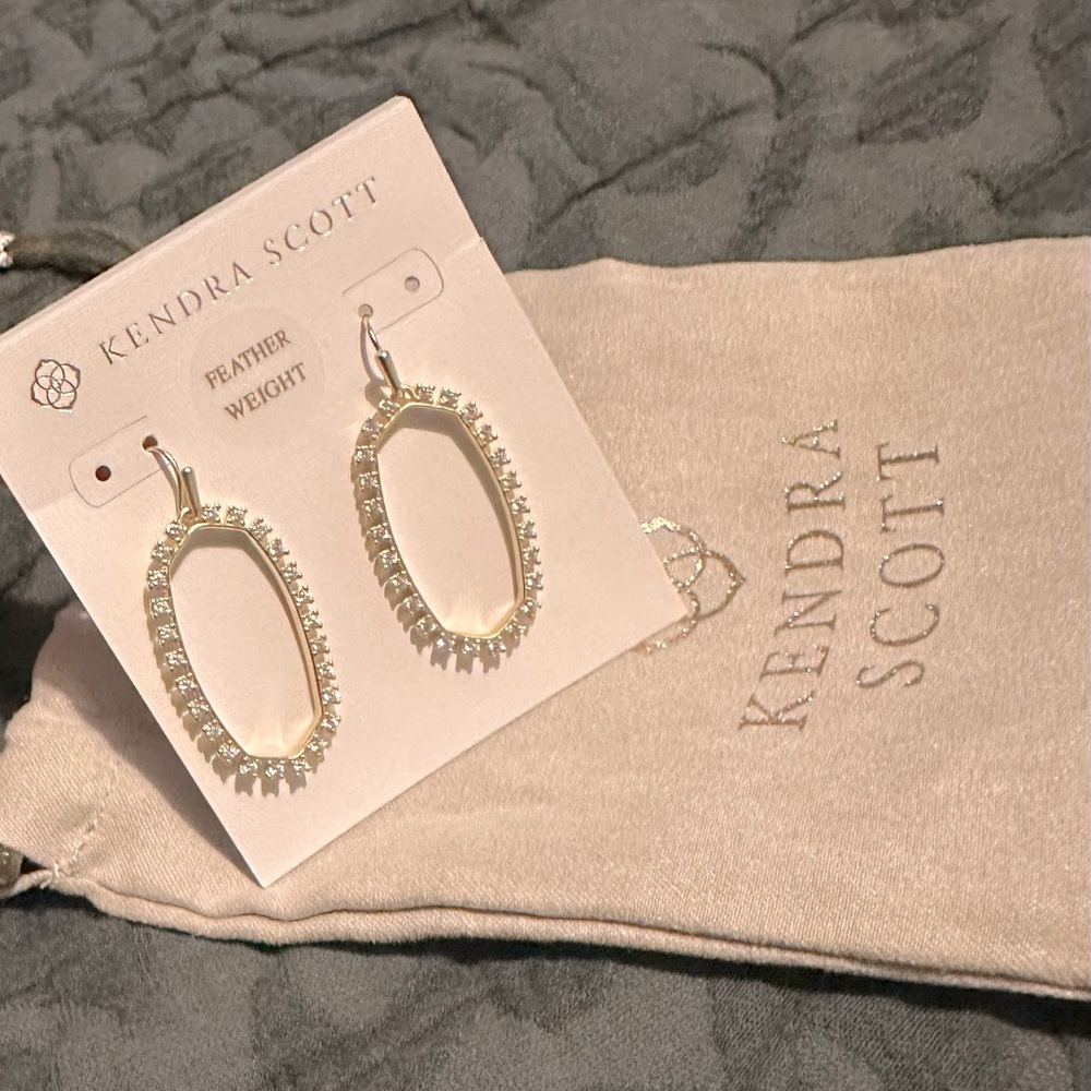 Kendra Scott | Elle Open Frame Crystal Drop Earrings in Gold | Never Used